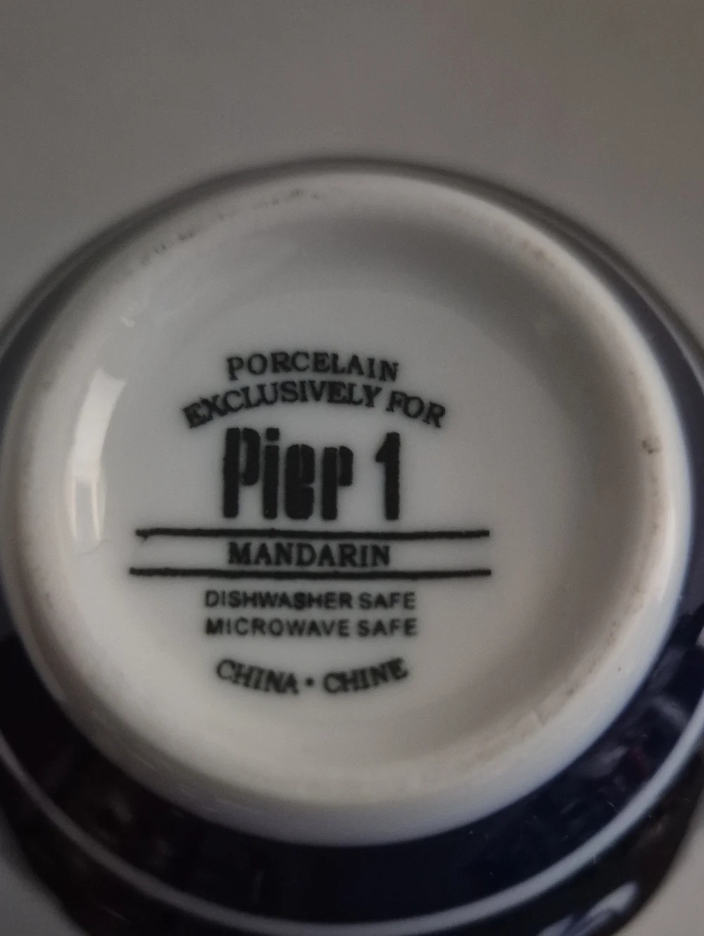 Pier1 MandarinSake Cup Blue White  Replacement